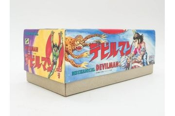 ビリケン商会　デビルマン　仮面ライダー　ブリキのおもちゃ2点セット(石森プロ、永井 豪、ゼンマイ歩行、フィギュア、人形、玩具、特撮、ヒーロー、外箱付き、日本製)(R-078468)