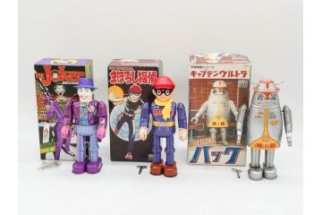 ビリケン商会　キャプテンウルトラ MECHANICALハック　まぼろし探偵　THE JOKER(ジョーカー)　ブリキのおもちゃ3点セット(東映、桑田次郎、TM&DC Comics、ゼンマイ歩行、フィギュア、人形、玩具、特撮、外箱付き、日本製)(R-078469)