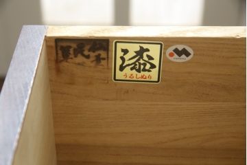中古　美品!!　仙台民芸箪笥(仙台箪笥)　欅産業　凝ったつくりの大振りの金具が目を惹く仙台箪笥サイドボード(サイドチェスト、ローチェスト、収納箪笥、衣装箪笥、引き出し)(R-078480)