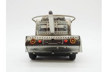 爆音ボート いなづま号　ハーフトラック(HALF TRUCK)　機関車(SUPER LOCOMOTIVE)　ジープ(FRICTION JEEP)　ゾウノタイコタタキ　ロケット(M.P.-1ROCKET)　ブリキのおもちゃ6点セット(乗り物、船、車、列車、ゼンマイ、フィギュア、人形、玩具、外箱付き、日本製)(R-078505)