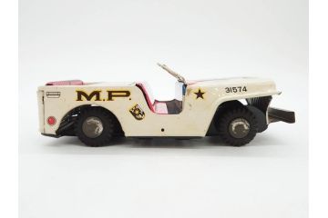 爆音ボート いなづま号　ハーフトラック(HALF TRUCK)　機関車(SUPER LOCOMOTIVE)　ジープ(FRICTION JEEP)　ゾウノタイコタタキ　ロケット(M.P.-1ROCKET)　ブリキのおもちゃ6点セット(乗り物、船、車、列車、ゼンマイ、フィギュア、人形、玩具、外箱付き、日本製)(R-078505)