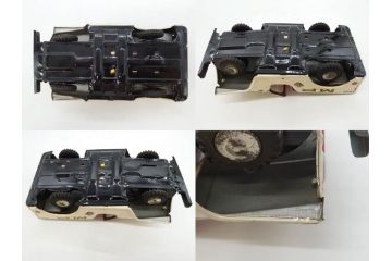 爆音ボート いなづま号　ハーフトラック(HALF TRUCK)　機関車(SUPER LOCOMOTIVE)　ジープ(FRICTION JEEP)　ゾウノタイコタタキ　ロケット(M.P.-1ROCKET)　ブリキのおもちゃ6点セット(乗り物、船、車、列車、ゼンマイ、フィギュア、人形、玩具、外箱付き、日本製)(R-078505)