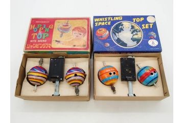 NEWS-BOY　三輪車(VELOCIPEDE)　ACROBAT MONKEY　WHISTLING SPACE TOP SET　ジャンピングコマ　かんらん車　Playland Express　のりものあそび　FAIRYLAND TRAIN SET　HIGHWAY SET　ブリキのおもちゃ10点セット(猿、遊園地、観覧車、乗り物、ゼンマイ歩行、フィギュア、人形、玩具、日本製)(R-078506)