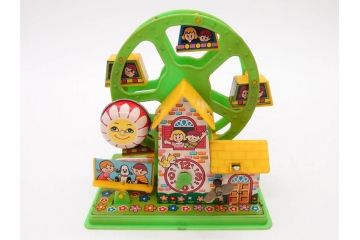 NEWS-BOY　三輪車(VELOCIPEDE)　ACROBAT MONKEY　WHISTLING SPACE TOP SET　ジャンピングコマ　かんらん車　Playland Express　のりものあそび　FAIRYLAND TRAIN SET　HIGHWAY SET　ブリキのおもちゃ10点セット(猿、遊園地、観覧車、乗り物、ゼンマイ歩行、フィギュア、人形、玩具、日本製)(R-078506)