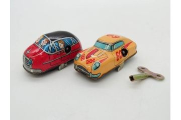 NEWS-BOY　三輪車(VELOCIPEDE)　ACROBAT MONKEY　WHISTLING SPACE TOP SET　ジャンピングコマ　かんらん車　Playland Express　のりものあそび　FAIRYLAND TRAIN SET　HIGHWAY SET　ブリキのおもちゃ10点セット(猿、遊園地、観覧車、乗り物、ゼンマイ歩行、フィギュア、人形、玩具、日本製)(R-078506)