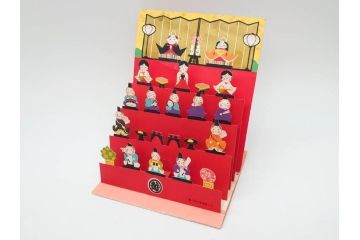 ビンテージ　木目込み人形　十五人揃　細部まで職人のこだわりを感じる可愛らしい五段雛飾り(ヴィンテージ、三越、雛人形、ひな人形、雛壇、段飾、置物、ケース付、外箱付き)(R-078507)