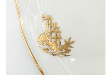 ビンテージ　フランス　BERNARDAUD(ベルナルド)　LIMOGES(リモージュ)　上品な金彩が美しいプレート(B&C、鳳凰、草花、エリザベス女王、記念モデル、ヴィンテージ、大皿、皿、飾り皿、洋食器)(R-078508)