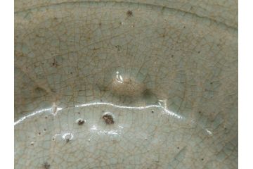 時代物　李朝青磁　約16cm　5.2寸　素朴な風合いが魅力的な中皿(朝鮮美術、古器、食器、5寸2分)(R-078509)