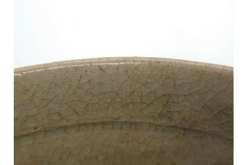 時代物　李朝青磁　約16cm　5.2寸　素朴な風合いが魅力的な中皿(朝鮮美術、古器、食器、5寸2分)(R-078509)