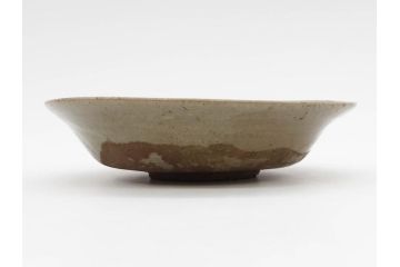 時代物　李朝青磁　約16cm　5.2寸　素朴な風合いが魅力的な中皿(朝鮮美術、古器、食器、5寸2分)(R-078509)