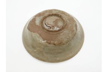 時代物　李朝青磁　約16cm　5.2寸　素朴な風合いが魅力的な中皿(朝鮮美術、古器、食器、5寸2分)(R-078509)