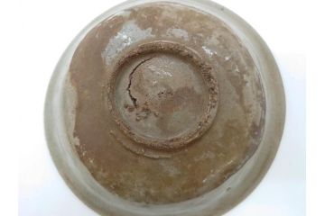 時代物　李朝青磁　約16cm　5.2寸　素朴な風合いが魅力的な中皿(朝鮮美術、古器、食器、5寸2分)(R-078509)