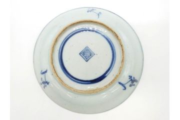 時代物　中国　唐物　古玩　古染付　青い染付のデザインが印象的な中皿5枚セット(皿、古器、食器、唐草、なます皿、中国美術)(R-078511)