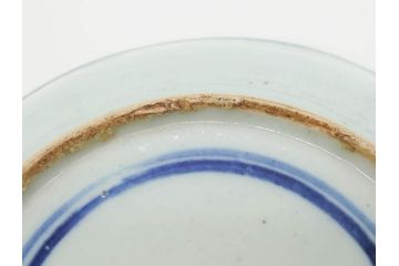 時代物　中国　唐物　古玩　古染付　青い染付のデザインが印象的な中皿5枚セット(皿、古器、食器、唐草、なます皿、中国美術)(R-078511)