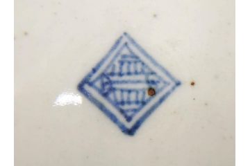 時代物　中国　唐物　古玩　古染付　青い染付のデザインが印象的な中皿5枚セット(皿、古器、食器、唐草、なます皿、中国美術)(R-078511)