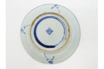 時代物　中国　唐物　古玩　古染付　青い染付のデザインが印象的な中皿5枚セット(皿、古器、食器、唐草、なます皿、中国美術)(R-078511)