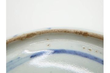 時代物　中国　唐物　古玩　古染付　青い染付のデザインが印象的な中皿5枚セット(皿、古器、食器、唐草、なます皿、中国美術)(R-078511)