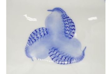 大正〜昭和初期　深川製磁　オールド深川　ウズラ紋　染付　約25cm　8寸　繊細に絵付けされた深鉢(うずら、草花、皿、深皿、八寸、和皿、和食器)(R-078512)