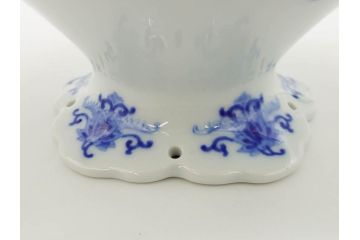 大正〜昭和初期　深川製磁　オールド深川　ウズラ紋　染付　約25cm　8寸　繊細に絵付けされた深鉢(うずら、草花、皿、深皿、八寸、和皿、和食器)(R-078512)