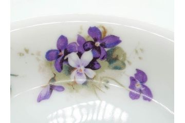オールドノリタケ　NORITAKE　ヤジロベー印　可憐なスミレのデザインが可愛らしいボウル&プレート5枚セット(日本陶器會社、菫、花、フラワー、皿、深皿、中皿、なます皿、どんぶり、洋食器)(R-078514)