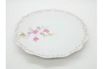ビンテージ　フランス　LIMOGES　リモージュ　GIRAUD(ジロー)　淡い色彩で描かれた花のデザインが可愛らしいプレート2枚セット(ヴィンテージ、貝皿、シェル、中皿、大皿、変形皿、磁器、洋食器)(R-078515)