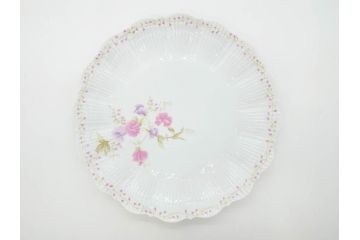 ビンテージ　フランス　LIMOGES　リモージュ　GIRAUD(ジロー)　淡い色彩で描かれた花のデザインが可愛らしいプレート2枚セット(ヴィンテージ、貝皿、シェル、中皿、大皿、変形皿、磁器、洋食器)(R-078515)
