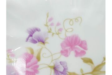 ビンテージ　フランス　LIMOGES　リモージュ　GIRAUD(ジロー)　淡い色彩で描かれた花のデザインが可愛らしいプレート2枚セット(ヴィンテージ、貝皿、シェル、中皿、大皿、変形皿、磁器、洋食器)(R-078515)