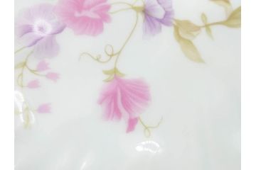 ビンテージ　フランス　LIMOGES　リモージュ　GIRAUD(ジロー)　淡い色彩で描かれた花のデザインが可愛らしいプレート2枚セット(ヴィンテージ、貝皿、シェル、中皿、大皿、変形皿、磁器、洋食器)(R-078515)