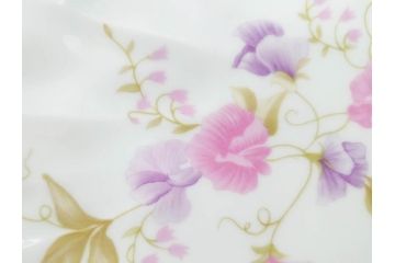 ビンテージ　フランス　LIMOGES　リモージュ　GIRAUD(ジロー)　淡い色彩で描かれた花のデザインが可愛らしいプレート2枚セット(ヴィンテージ、貝皿、シェル、中皿、大皿、変形皿、磁器、洋食器)(R-078515)