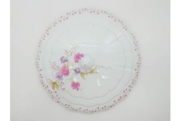 ビンテージ　フランス　LIMOGES　リモージュ　GIRAUD(ジロー)　淡い色彩で描かれた花のデザインが可愛らしいスープチューリン(花柄、フラワー、ヴィンテージ、ふかひれ皿、ポット、トンキ、蓋付き、磁器、洋食器)(R-078516)