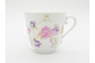 ビンテージ　フランス　LIMOGES　リモージュ　GIRAUD(ジロー)　淡い色彩で描かれた花のデザインが可愛らしいカップ&ソーサー5客セット(C&S、ヴィンテージ、花柄、フラワー、磁器、洋食器)(R-078517)