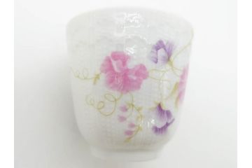 ビンテージ　フランス　LIMOGES　リモージュ　GIRAUD(ジロー)　淡い色彩で描かれた花のデザインが可愛らしいカップ&ソーサー5客セット(C&S、ヴィンテージ、花柄、フラワー、磁器、洋食器)(R-078517)