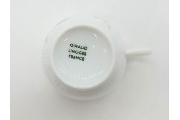 ビンテージ　フランス　LIMOGES　リモージュ　GIRAUD(ジロー)　淡い色彩で描かれた花のデザインが可愛らしいカップ&ソーサー5客セット(C&S、ヴィンテージ、花柄、フラワー、磁器、洋食器)(R-078517)