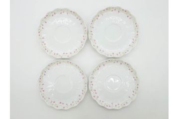 ビンテージ　フランス　LIMOGES　リモージュ　GIRAUD(ジロー)　淡い色彩で描かれた花のデザインが可愛らしいカップ&ソーサー5客セット(C&S、ヴィンテージ、花柄、フラワー、磁器、洋食器)(R-078517)