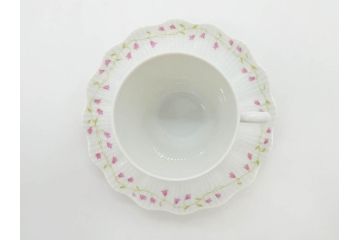 ビンテージ　フランス　LIMOGES　リモージュ　GIRAUD(ジロー)　淡い色彩で描かれた花のデザインが可愛らしいカップ&ソーサー5客セット(C&S、ヴィンテージ、花柄、フラワー、磁器、洋食器)(R-078517)
