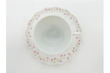 ビンテージ　フランス　LIMOGES　リモージュ　GIRAUD(ジロー)　淡い色彩で描かれた花のデザインが可愛らしいカップ&ソーサー5客セット(C&S、ヴィンテージ、花柄、フラワー、磁器、洋食器)(R-078517)