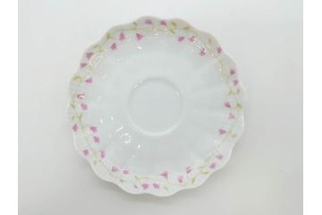 ビンテージ　フランス　LIMOGES　リモージュ　GIRAUD(ジロー)　淡い色彩で描かれた花のデザインが可愛らしいデミタスカップ&ソーサー2客・エッグカップ5客セット(ヴィンテージ、花柄、フラワー、磁器、プレート、洋食器)(R-078518)