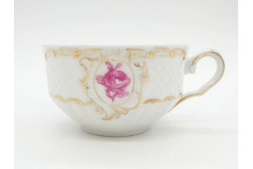 フランス　LIMOGES(リモージュ)　Georges Boyer(ジョルジュ ボワイエ)　気品漂うティーカップ&ソーサー5客セット(バラ、薔薇、ローズ、C&S、磁器、金彩、洋食器)(R-078519)