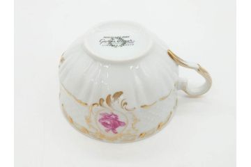 フランス　LIMOGES(リモージュ)　Georges Boyer(ジョルジュ ボワイエ)　気品漂うティーカップ&ソーサー5客セット(バラ、薔薇、ローズ、C&S、磁器、金彩、洋食器)(R-078519)