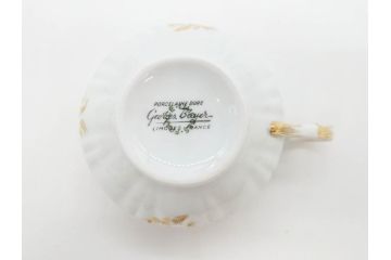 フランス　LIMOGES(リモージュ)　Georges Boyer(ジョルジュ ボワイエ)　気品漂うティーカップ&ソーサー5客セット(バラ、薔薇、ローズ、C&S、磁器、金彩、洋食器)(R-078519)