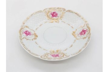 フランス　LIMOGES(リモージュ)　Georges Boyer(ジョルジュ ボワイエ)　気品漂うティーカップ&ソーサー5客セット(バラ、薔薇、ローズ、C&S、磁器、金彩、洋食器)(R-078519)