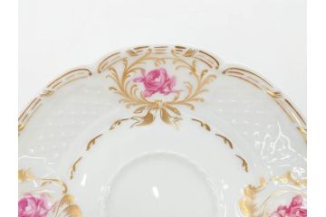 フランス　LIMOGES(リモージュ)　Georges Boyer(ジョルジュ ボワイエ)　気品漂うティーカップ&ソーサー5客セット(バラ、薔薇、ローズ、C&S、磁器、金彩、洋食器)(R-078519)
