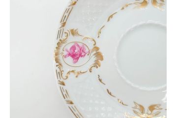 フランス　LIMOGES(リモージュ)　Georges Boyer(ジョルジュ ボワイエ)　気品漂うティーカップ&ソーサー5客セット(バラ、薔薇、ローズ、C&S、磁器、金彩、洋食器)(R-078519)