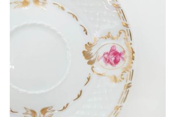 フランス　LIMOGES(リモージュ)　Georges Boyer(ジョルジュ ボワイエ)　気品漂うティーカップ&ソーサー5客セット(バラ、薔薇、ローズ、C&S、磁器、金彩、洋食器)(R-078519)