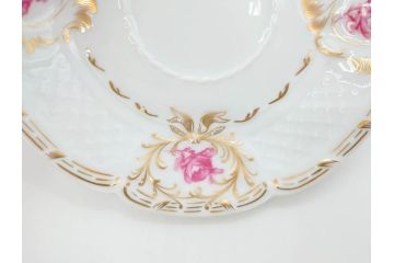フランス　LIMOGES(リモージュ)　Georges Boyer(ジョルジュ ボワイエ)　気品漂うティーカップ&ソーサー5客セット(バラ、薔薇、ローズ、C&S、磁器、金彩、洋食器)(R-078519)