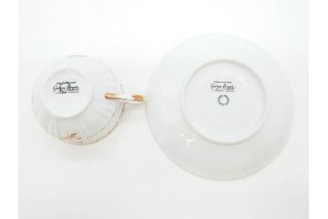 フランス　LIMOGES(リモージュ)　Georges Boyer(ジョルジュ ボワイエ)　気品漂うティーカップ&ソーサー5客セット(バラ、薔薇、ローズ、C&S、磁器、金彩、洋食器)(R-078519)