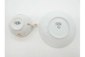 フランス　LIMOGES(リモージュ)　Georges Boyer(ジョルジュ ボワイエ)　気品漂うティーカップ&ソーサー5客セット(バラ、薔薇、ローズ、C&S、磁器、金彩、洋食器)(R-078519)