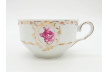 フランス　LIMOGES(リモージュ)　Georges Boyer(ジョルジュ ボワイエ)　気品漂うティーカップ&ソーサー4客セット(バラ、薔薇、ローズ、C&S、磁器、金彩、洋食器)(R-078520)