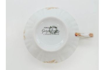 フランス　LIMOGES(リモージュ)　Georges Boyer(ジョルジュ ボワイエ)　気品漂うティーカップ&ソーサー4客セット(バラ、薔薇、ローズ、C&S、磁器、金彩、洋食器)(R-078520)