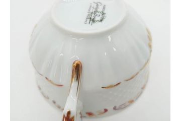 フランス　LIMOGES(リモージュ)　Georges Boyer(ジョルジュ ボワイエ)　気品漂うティーカップ&ソーサー4客セット(バラ、薔薇、ローズ、C&S、磁器、金彩、洋食器)(R-078520)